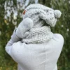 Męska czapka MERINO Smile "Wybielony szary" + podszewka JEDWAB