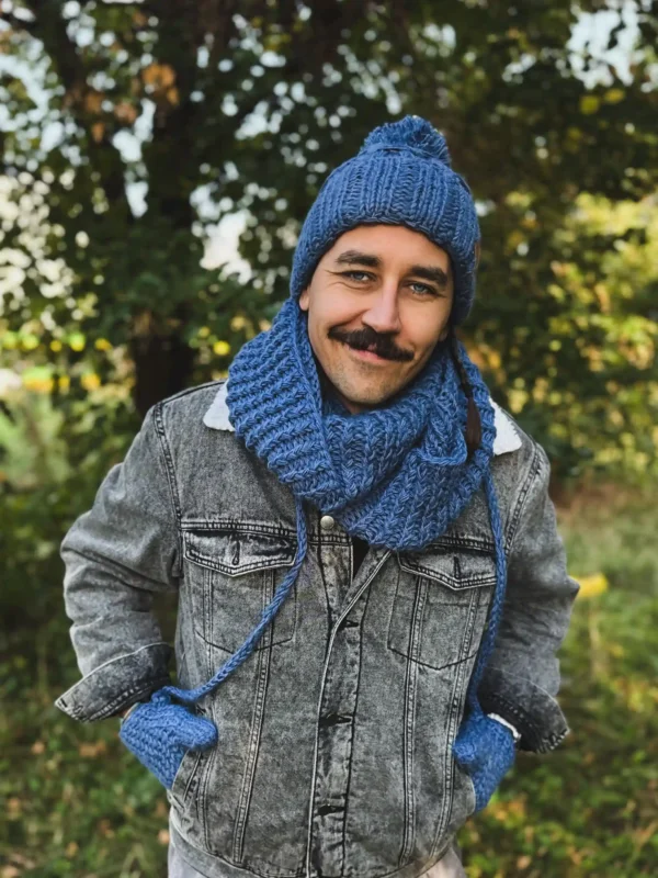 Męska czapka MERINO Euforia "Ciemny niebieski"