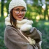 Czapka MERINO Hope "Beżowy ecru" + podszewka JEDWAB