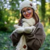 Czapka MERINO Hope "Beżowy ecru" + podszewka JEDWAB