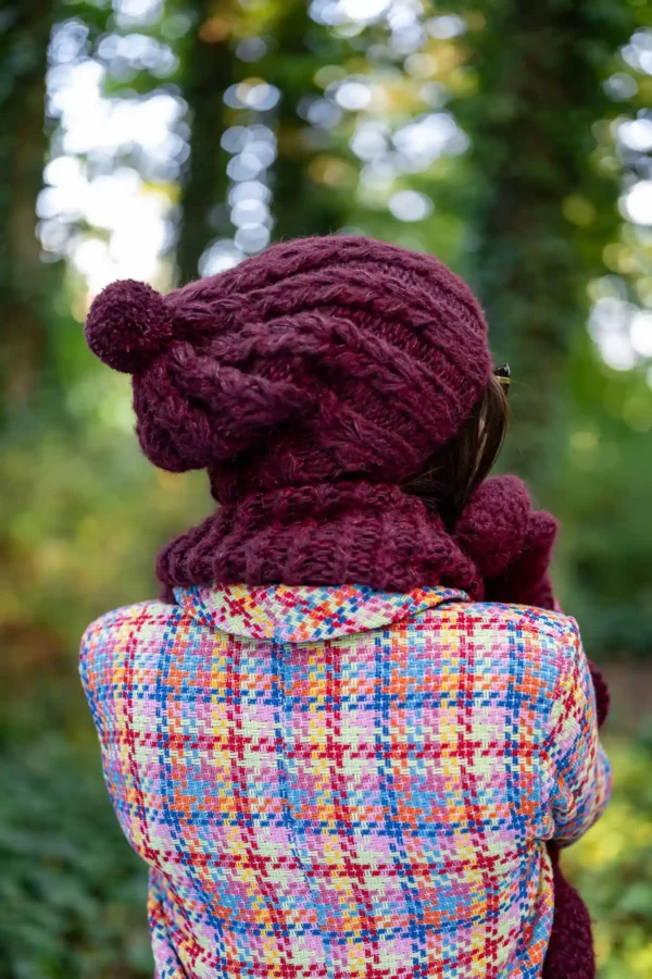 Czapka MERINO Smile "Bordo"+ podszewka JEDWAB