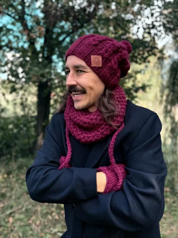 Męski mały komin MERINO "Bordo"