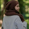 Czapka MERINO Neverland "Brązowy" + podszewka JEDWAB