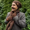 Męska czapka MERINO Neverland "Brąz" + podszewka JEDWAB