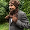 Męska czapka MERINO Smile "Brąz" + podszewka JEDWAB