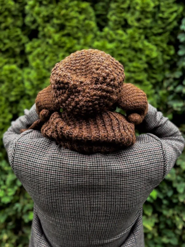 Męska czapka MERINO Neverland "Brąz" + podszewka JEDWAB