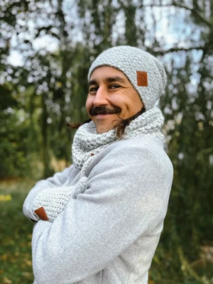 Męska czapka MERINO Explorer "Wybielony szary"