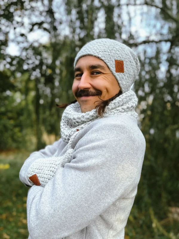 Męska czapka MERINO Explorer "Wybielony szary"