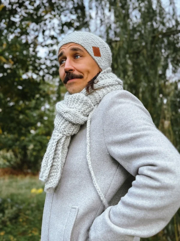 Męska czapka MERINO Explorer "Wybielony szary"