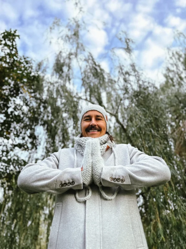 Męska czapka MERINO Explorer "Wybielony szary"