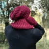 Męska czapka MERINO Neverland "Bordo" + podszewka JEDWAB