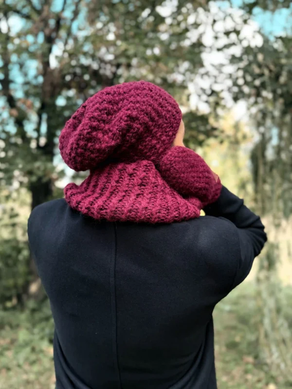 Męska czapka MERINO Neverland "Bordo" + podszewka JEDWAB