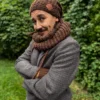 Męska czapka MERINO Neverland "Brąz" + podszewka JEDWAB