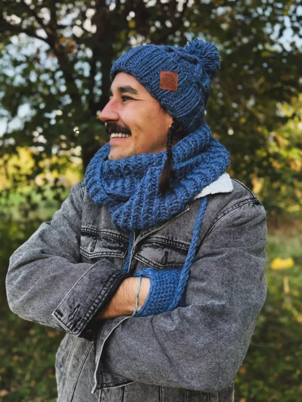 Męska czapka MERINO Euforia "Ciemny niebieski"