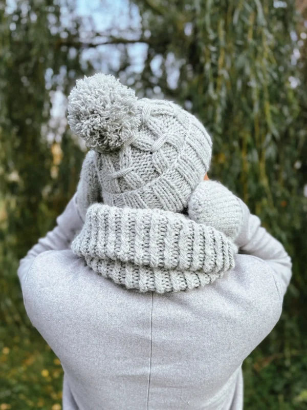 Męska czapka MERINO Euforia "Wybielony szary"