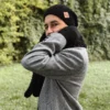 Męska czapka MERINO Neverland "Czarny" + podszewka JEDWAB