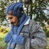 Męska czapka MERINO Smile "Ciemny niebieski" + podszewka JEDWAB
