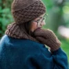 Czapka MERINO Hope "Brązowy" + podszewka JEDWAB
