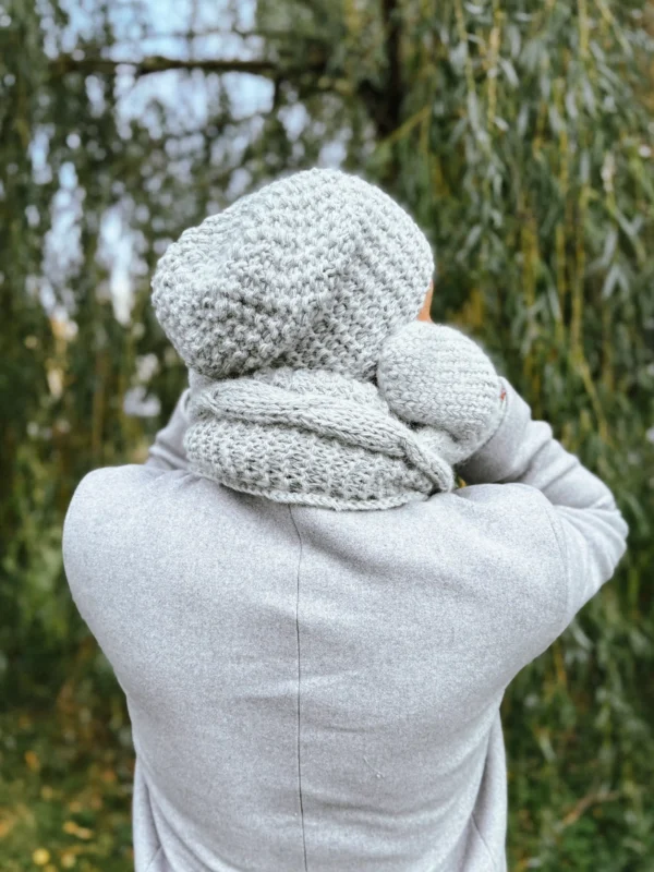 Męska czapka MERINO Neverland "Wybielony szary" + podszewka JEDWAB