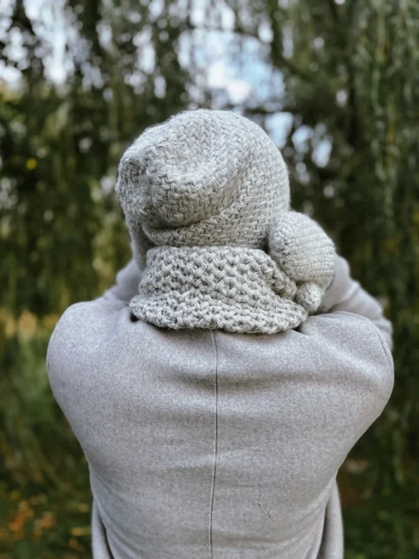 Męski mały komin MERINO "Wybielony szary"
