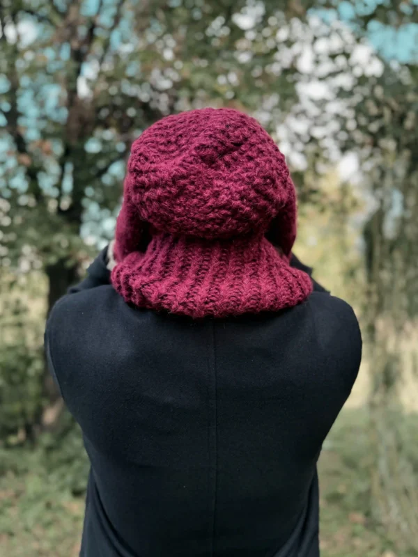 Męska czapka MERINO Neverland "Bordo" + podszewka JEDWAB