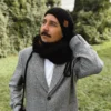 Męska czapka MERINO Neverland "Czarny" + podszewka JEDWAB