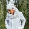 Męska czapka MERINO Euforia "Wybielony szary"
