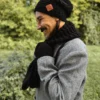 Męska czapka MERINO Neverland "Czarny" + podszewka JEDWAB