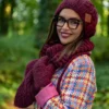 Czapka MERINO Smile "Bordo"+ podszewka JEDWAB