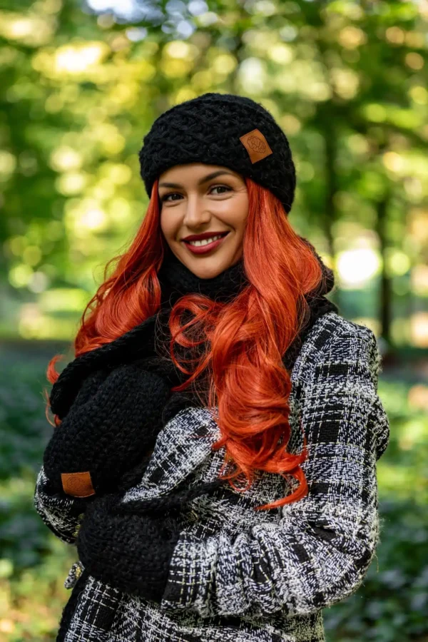 Czapka MERINO Hope "Czarny" + podszewka JEDWAB