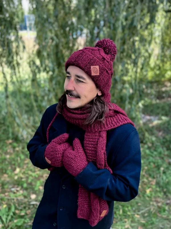 Męska czapka MERINO Euforia "Bordo"