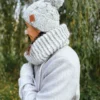 Męska czapka MERINO Euforia "Wybielony szary"