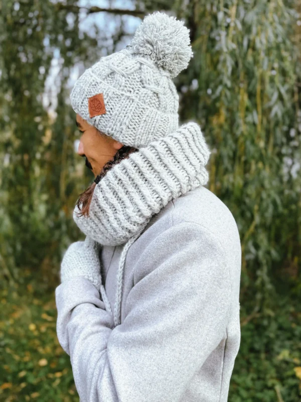 Męska czapka MERINO Euforia "Wybielony szary"