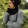 Męska czapka MERINO Smile "Czarny" + podszewka JEDWAB