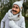 Męska czapka MERINO Euforia "Wybielony szary"