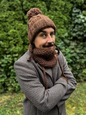 Męska czapka MERINO Euforia "Brąz"