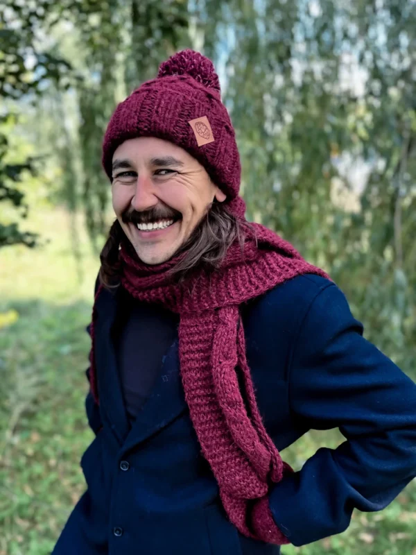 Męska czapka MERINO Euforia "Bordo"