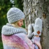 Czapka MERINO Hope "Wybielony szary" + podszewka JEDWAB
