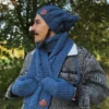 Męska czapka MERINO Smile "Ciemny niebieski" + podszewka JEDWAB