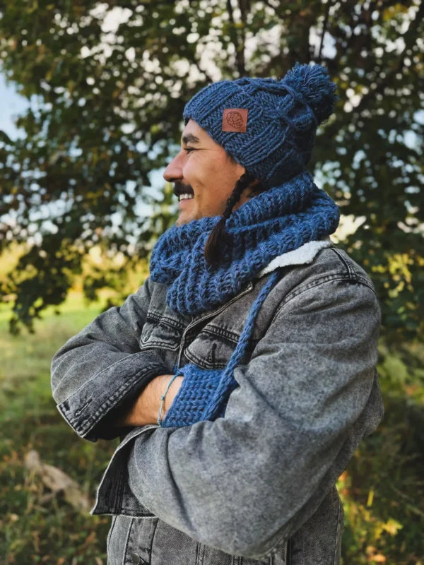 Męska czapka MERINO Euforia "Ciemny niebieski"