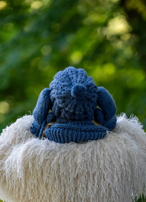 Czapka MERINO Smile "Ciemny niebieski"+ podszewka JEDWAB
