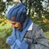 Męska czapka MERINO Smile "Ciemny niebieski" + podszewka JEDWAB