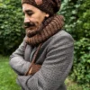 Męska czapka MERINO Neverland "Brąz" + podszewka JEDWAB