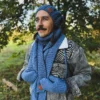 Męska czapka MERINO Smile "Ciemny niebieski" + podszewka JEDWAB