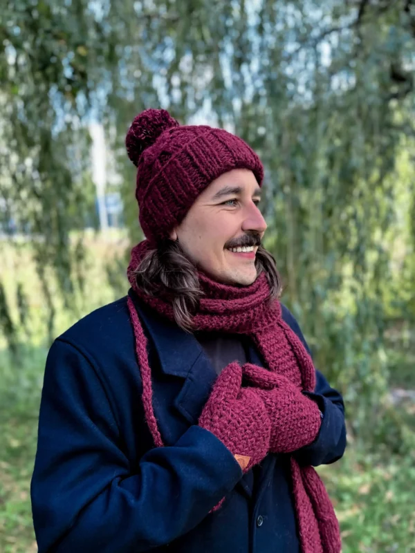 Męska czapka MERINO Euforia "Bordo"