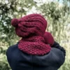 Męska czapka MERINO Smile "Bordo" + podszewka JEDWAB