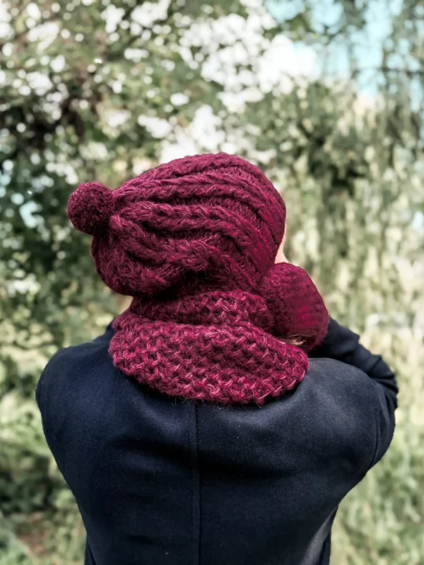 Męska czapka MERINO Smile "Bordo" + podszewka JEDWAB