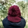 Męska czapka MERINO Smile "Bordo" + podszewka JEDWAB