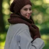 Czapka MERINO Neverland "Brązowy" + podszewka JEDWAB