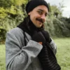 Męska czapka MERINO Neverland "Czarny" + podszewka JEDWAB